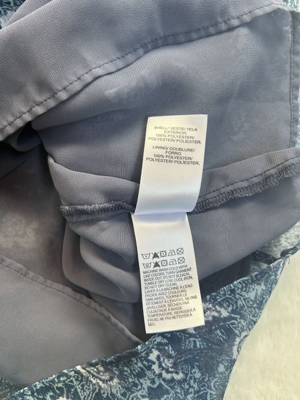 Lucky Brand Womens Blue Floral Boho Sheer Long Sleeve Tunic Top Medium Casual - Picture 5 of 8